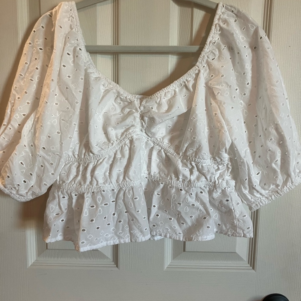 A new day eyelet puff sleeve top
